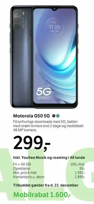 YouSee Motorola G50 5G tilbud
