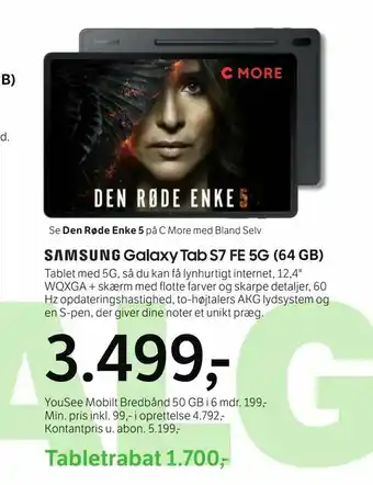 YouSee SAMSUNG Galaxy Tab S7 FE 5G (64 GB) tilbud