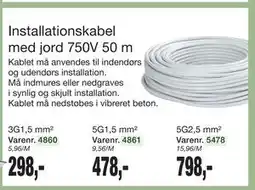 Harald Nyborg Installationskabel med jord 750V 50 m tilbud