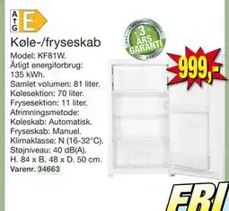 Harald Nyborg Køle-/fryseskab, DKK 999 tilbud