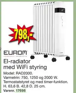 Harald Nyborg El-radiator med WiFi styring, DKK 798 tilbud