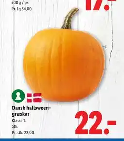 Lidl Dansk halloweengræskar, DKK 22 tilbud