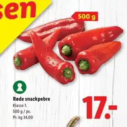 Lidl Røde snackpebre, DKK 17 tilbud