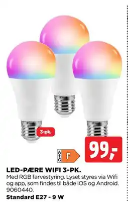 jem & fix LED-PÆRE WIFI 3-PK, DKK 99 tilbud