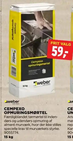 jem & fix CEMPEXO OPMURINGSMØRTEL, DKK 59 tilbud