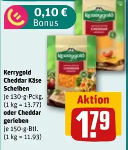 REWE DE Kerrygold Cheddar Käse Scheiben oder Cheddar gerieben tilbud