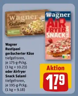 REWE DE Wagner Rustipani geräucherter Käse oder Airfryer Snack Salami tilbud
