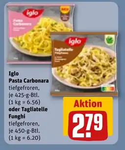 REWE DE Iglo Pasta Carbonara oder Tagliatelle Funghi tilbud