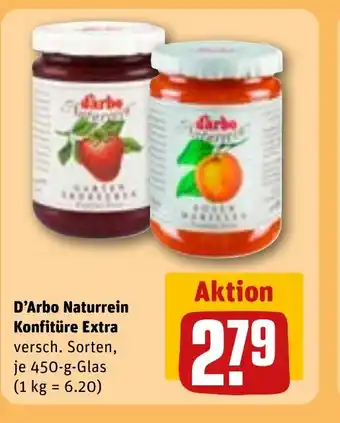 REWE DE D'Arbo Naturrein Konfitüre Extra tilbud