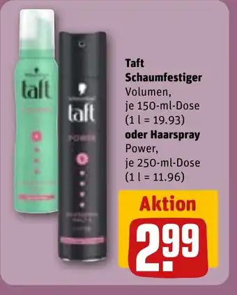 REWE DE Taft Schaumfestiger oder Haarspray tilbud