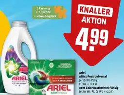 REWE DE ARIEL Allin1 Pods Universal oder Colorwaschmittel flüssig tilbud