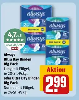 REWE DE Always Ultra Day Binden Big Pack oder Ultra Day Binden Big Pack tilbud