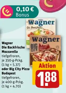 REWE DE Wagner Die Backfrische Mozzarella oder Big City Pizza Budapest tilbud