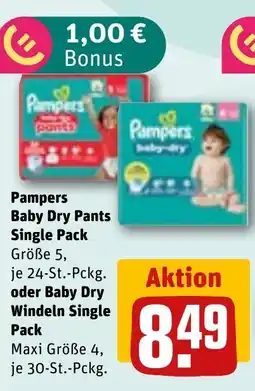 REWE DE Pampers Baby Dry Pants Single Pack oder Baby Dry Windeln Single Pack tilbud