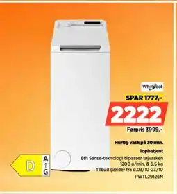 Power Whirlpool Hurtig vask på 30 min PWTL29126N tilbud