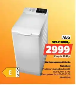 Power AEG Hurtigprogram på 20 min. LTR6P735G1 tilbud