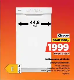 Power GRAM Hurtig program på 60 min. Siim opvaskemaskine DS4010 tilbud
