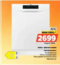 Power AEG AirDry - altid tørt resultat Opvaskemaskine FBB33627ZW tilbud