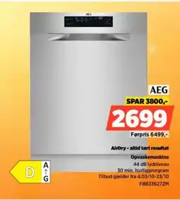 Power AEG AirDry- altid tørt resultat Opvaskemaskine FBB33627ZM tilbud