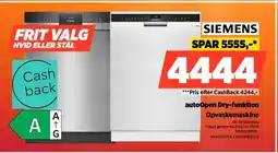 Power SIEMENS AutoOpen Dry-funktion Opvaskemaskine SN43ES27CE/SN43EW27CE tilbud