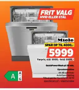 Power Miele QuickPower Wash på 58 min. Opvaskemaskine G5612SCUCLST/G5612SCUBW tilbud