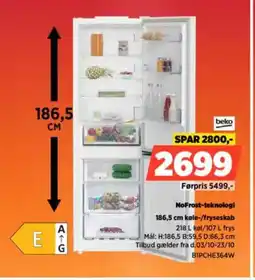 Power Beko køle-/fryseskab BIPCHE364W tilbud