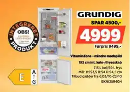 Power GRUNDIG int. køle-/fryseskab GKN125940N tilbud