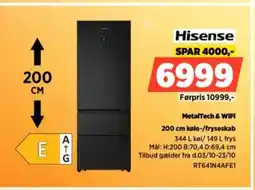 Power Hisense MetalTech & WiFi køle-/fryseskab RT641N4AFE1 tilbud