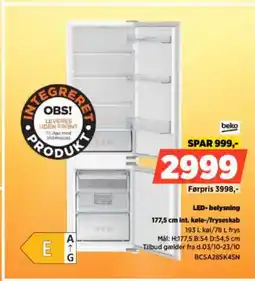 Power Beko LED-belysning int. køle-/fryseskab BCSA285K4SN tilbud