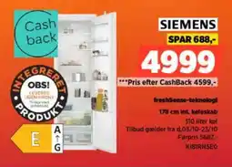 Power SIEMENS freshSense-teknologi int. køleskab KIBIRNSEO tilbud