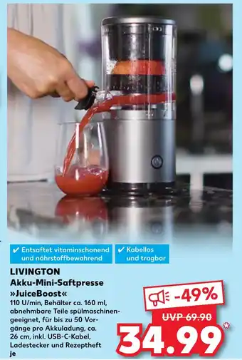 LIVINGTON Akku-Mini-Saftpresse Juice Boost