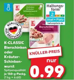 Kaufland DE K-CLASSIC Bierschinken oder Kräuter- Schinken- wurst tilbud