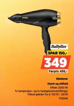 Power BaByliss Hårtørrer P1294E tilbud