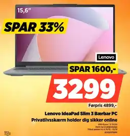Power Lenovo IdeaPad Slim 3 Bærbar PC 82XQOOTBMX tilbud