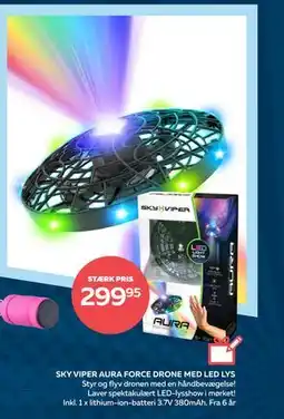 Legekæden SKY VIPER AURA FORCE DRONE MED LED LYS, DKK 299.95 tilbud