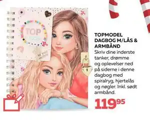 Legekæden TOPMODEL DAGBOG M/LÅS & ARMBÅND, DKK 119.95 tilbud