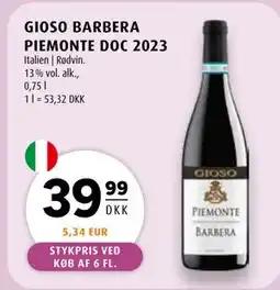 Scandinavian Park GIOSO BARBERA PIEMONTE DOC 2023, DKK 39.99 tilbud