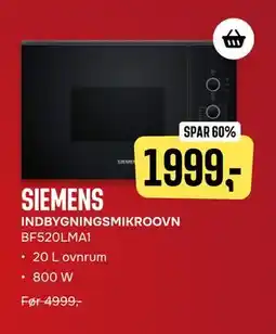Skousen SIEMENS INDBYGNINGSMIKROOVN BF520LMA1., DKK 1999 tilbud