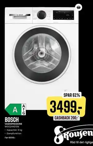 BOSCH VASKEMASKINE WGG244ZISN, DKK 3499