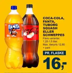 Let-Køb COCA-COLA, FANTA, TUBORG SQUASH ELLER SCHWEPPES, DKK 16 tilbud