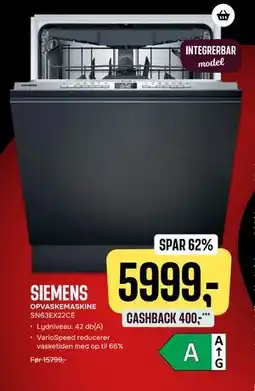 Skousen SIEMENS OPVASKEMASKINE, DKK 5999 tilbud