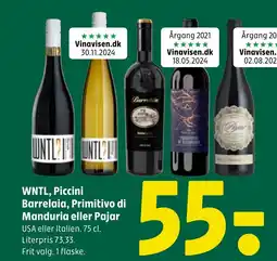 Coop 365 WNTL, Piccini Barrelaia, Primitivo di Manduria eller Pajar tilbud