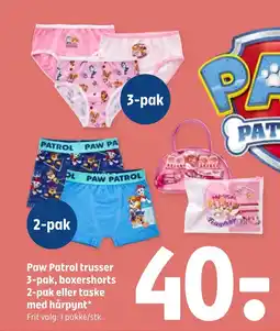 Coop 365 Paw Patrol trusser 3-pak, boxershorts 2-pak eller taske med hårpynt tilbud