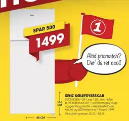 Punkt1 Senz kølefryseskab tilbud
