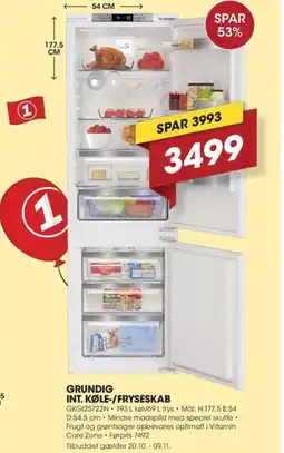 Punkt1 Grundig int. køle-/fryseskab tilbud