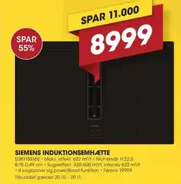 Punkt1 Siemens induktionsemhætte tilbud