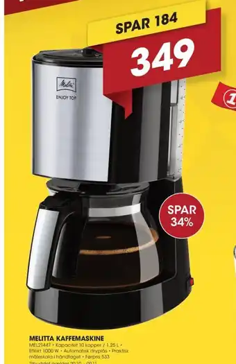 Punkt1 Melitta kaffemaskine tilbud