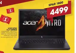Punkt1 Acer nitro 15,6" bærbar tilbud