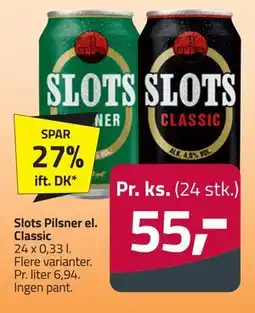 Fleggaard Slots Pilsner el. Classic, DKK 55 tilbud
