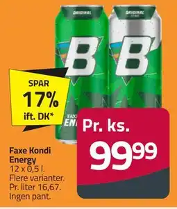 Fleggaard Faxe Kondi Energy, DKK 99.99 tilbud